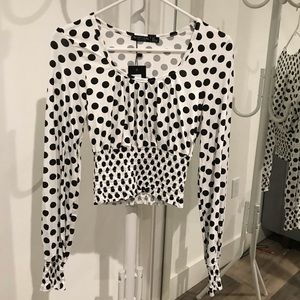 Nasty gal unworn cropped polka dot top